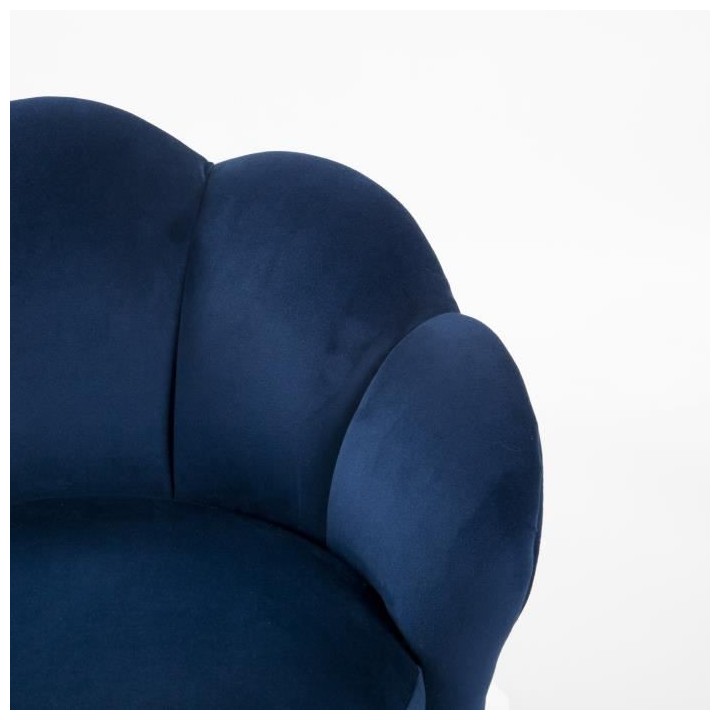 Fauteuil club enfant - Velours bleu nuit - Bois pin massif - L 47,5 x