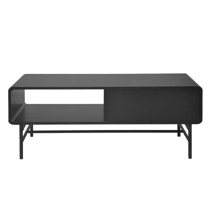 Table basse 1 tiroir - Bois et métal noir - L 110 x P 60 x H 42 - BRO