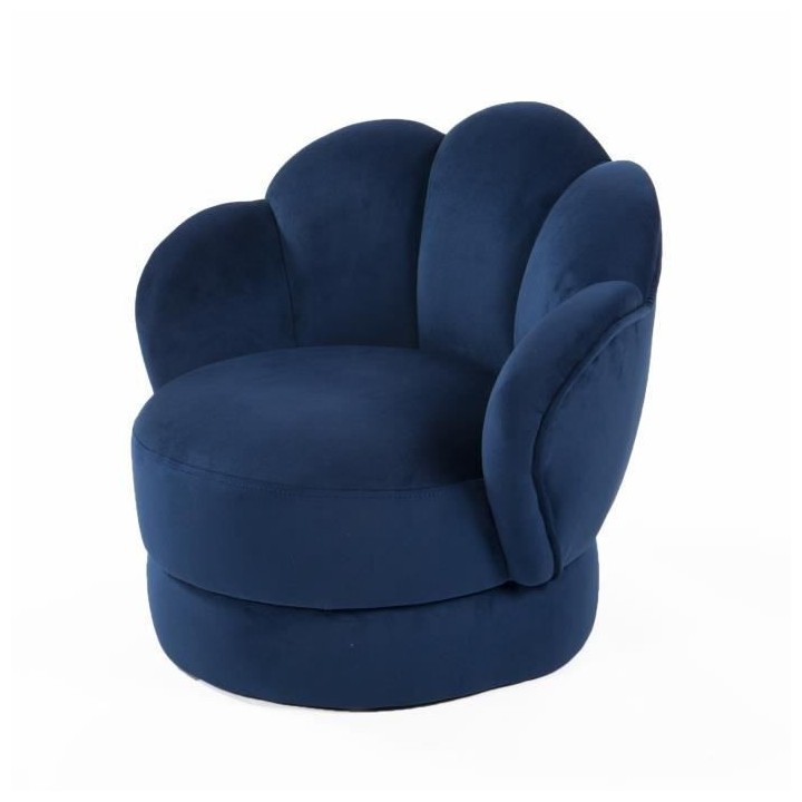 Fauteuil club enfant - Velours bleu nuit - Bois pin massif - L 47,5 x