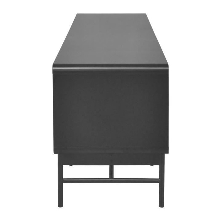 Meuble TV 2 portes - Bois et métal noir - L 180 x P 40 x H 52 - BROOK