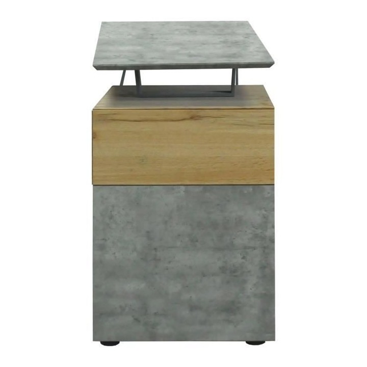 Bureau 1 porte 1 tiroir - Décor bois blanc et gris - L 140 x P 60 x H