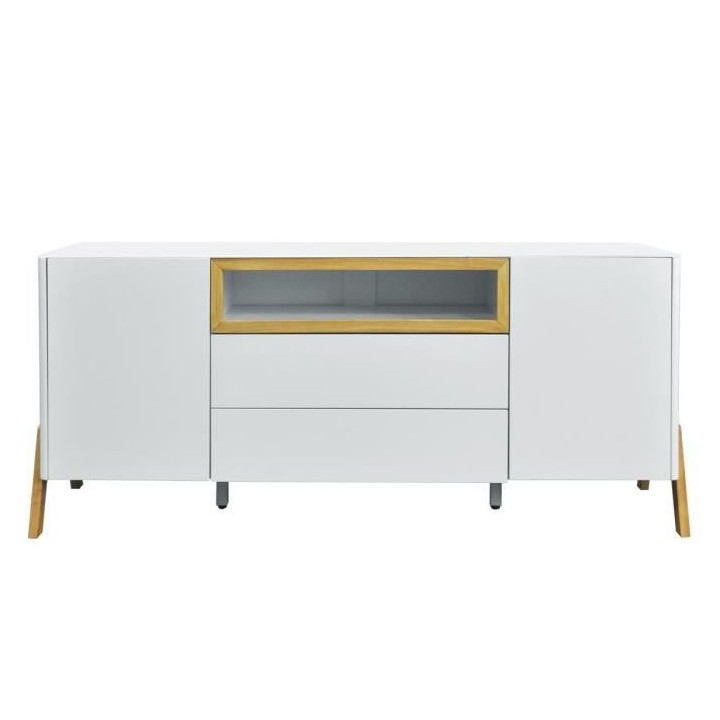 Buffet 2 portes 2 tiroirs - Niche de rangement - Bois - L 175 x P 40 x