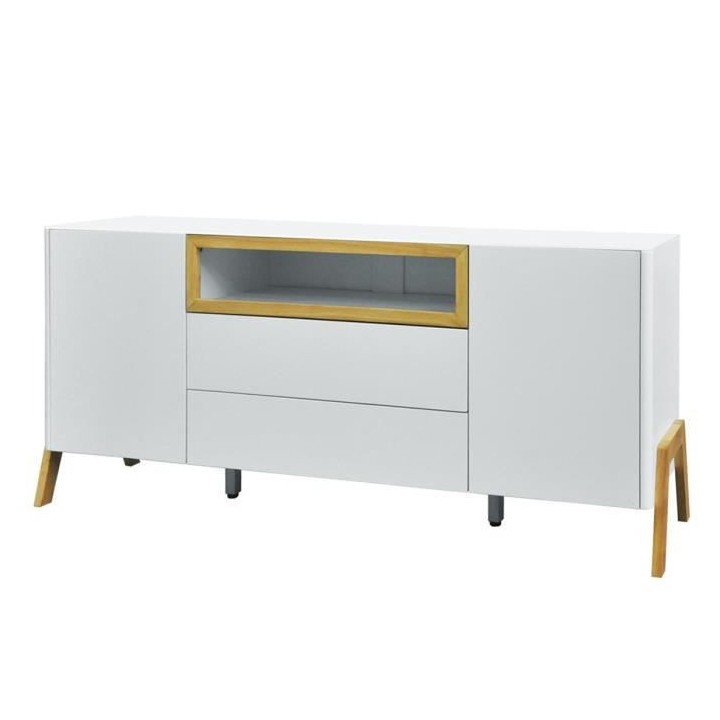 Buffet 2 portes 2 tiroirs - Niche de rangement - Bois - L 175 x P 40 x