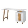 Bureau 1 porte 1 tiroir - Décor bois et blanc - L 140 x P 76 x H 60 - HAMBOURG