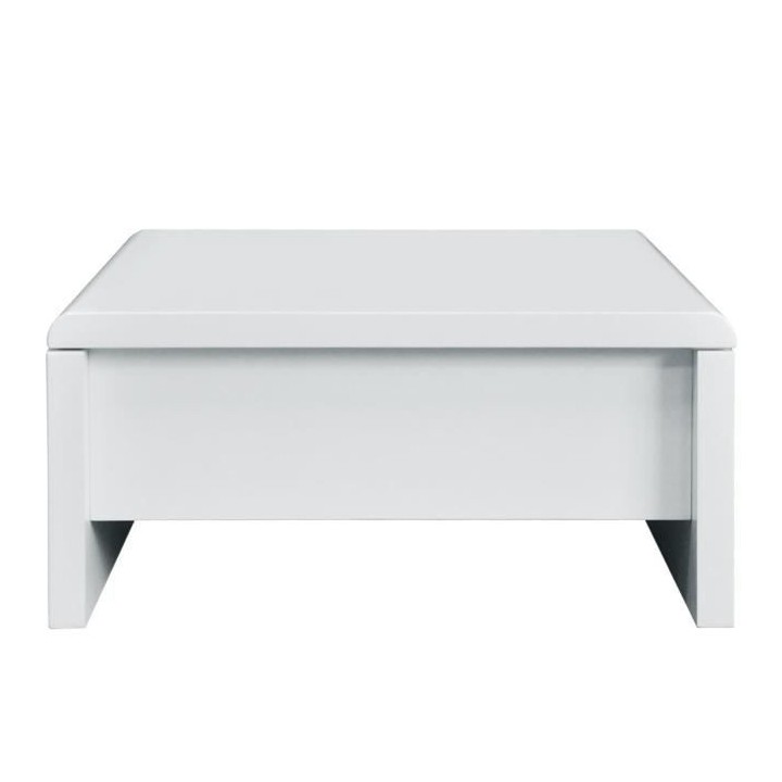 Table basse relevable - Blanc laqué - L 75 x P 75 x H 35 - KARL