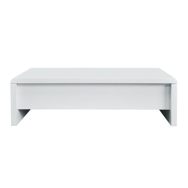 Table basse relevable - Blanc laqué - L 120 x P 60 x H 35 - LARS