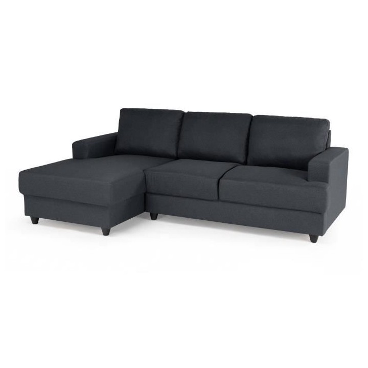 Canapé d'angle gauche 4 places Paul - Tissu gris anthracite - L 215 x