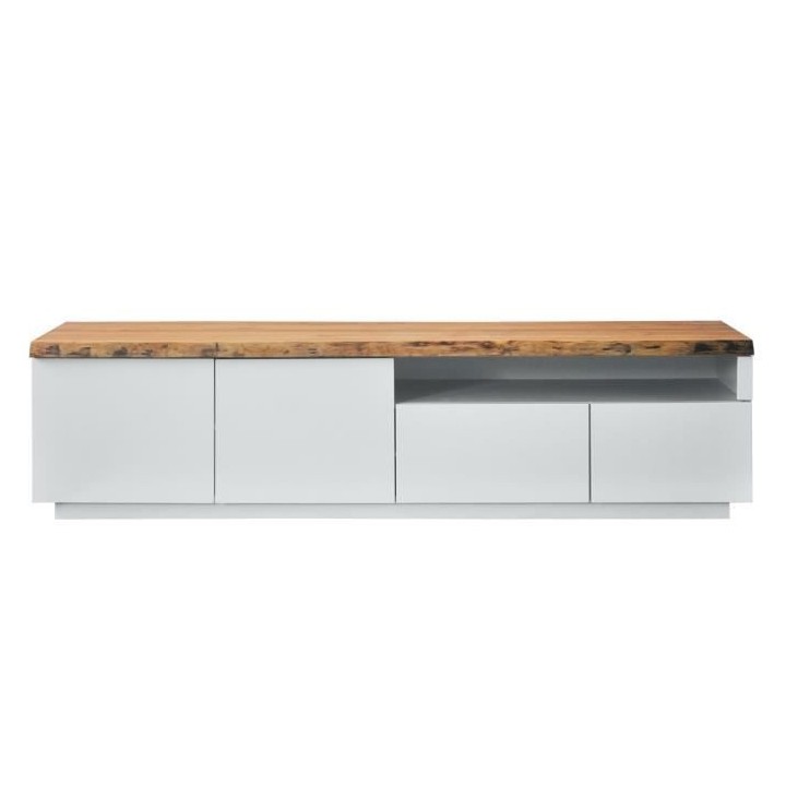 Meuble TV 4 portes et niche - Bois - L 180 x P 42 x H 46,5 - LATTI