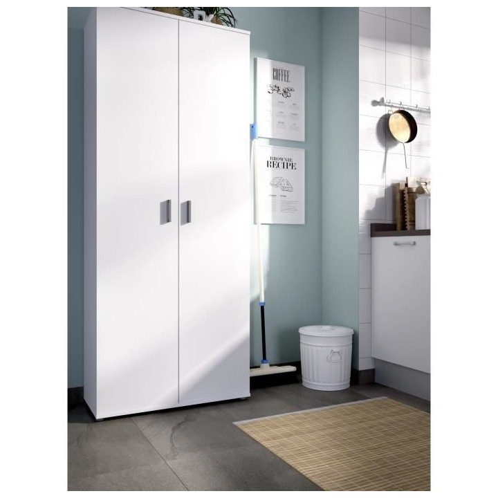 Armoire de buanderie 2 portes - Blanc - L 190 x H 78 x P 35 cm - FIT