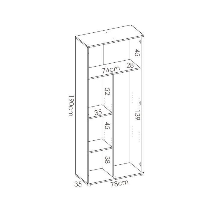 Armoire de buanderie 2 portes - Blanc - L 190 x H 78 x P 35 cm - FIT