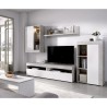 Ensemble Meuble TV TOKIO - Classique - Panneaux de particules - Blanc et Béton - L 265 x P 42 x H 180 cm