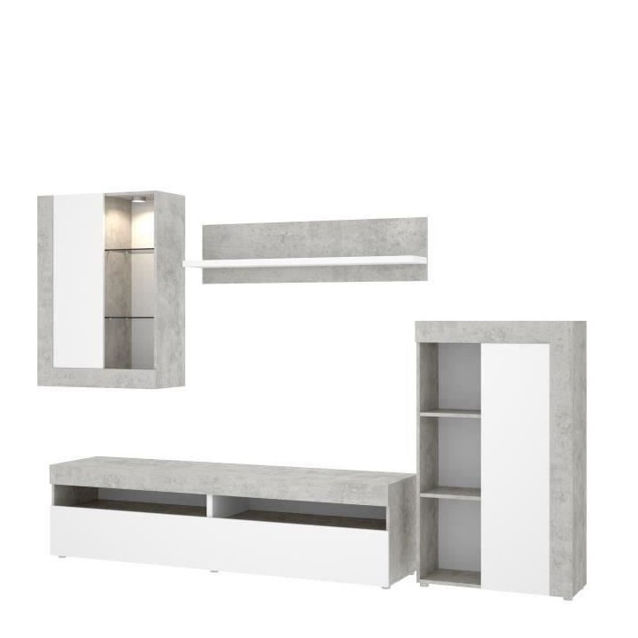 Ensemble Meuble TV TOKIO - Classique - Panneaux de particules - Blanc