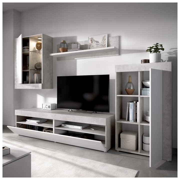 Ensemble Meuble TV TOKIO - Classique - Panneaux de particules - Blanc