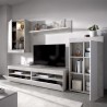 Ensemble Meuble TV TOKIO - Classique - Panneaux de particules - Blanc et Béton - L 265 x P 42 x H 180 cm