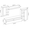 Ensemble Meuble TV TOKIO - Classique - Panneaux de particules - Blanc et Béton - L 265 x P 42 x H 180 cm