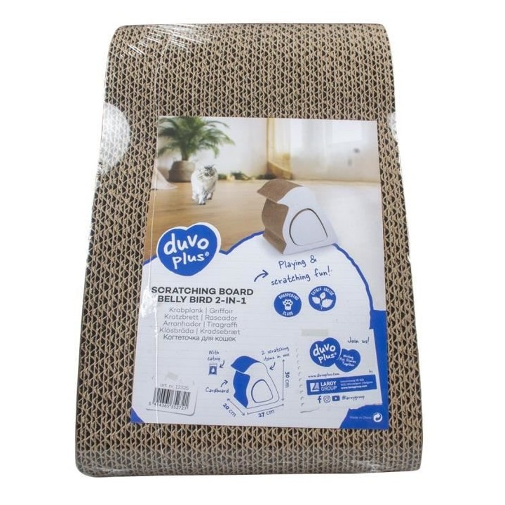 DUVO+ Griffoir Belly Bird 2 en 1 - 27 x 20 x 30 cm - 0,98 kg - Blanc -