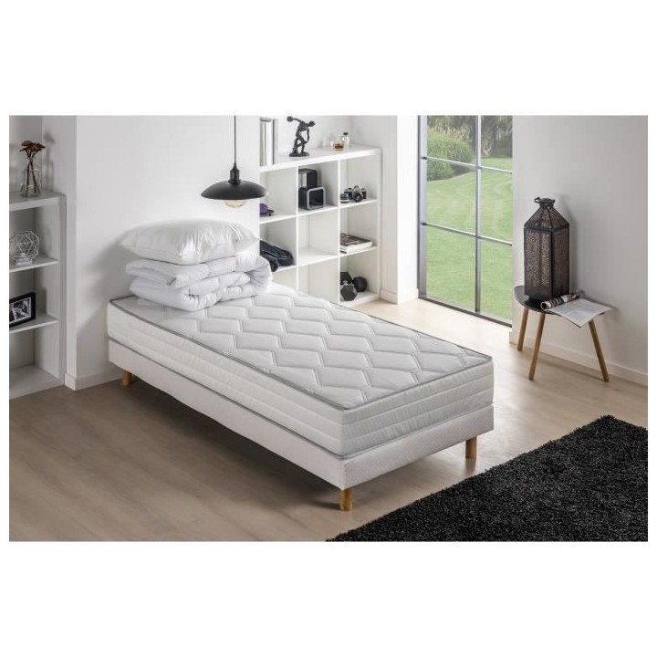 DEKO DREAM Pack pret a dormir MALIN Matelas + Sommier 90 x 190 cm + Co