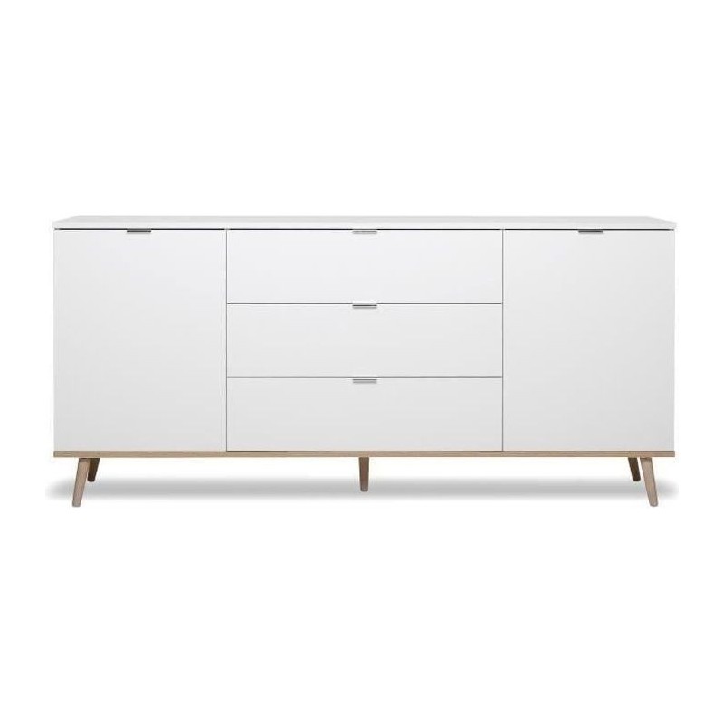 GÖTEBORG Buffet bas - Style scandinave - Décor chene et blanc - L 180 cm