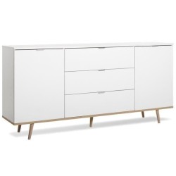 GÖTEBORG Buffet bas - Style scandinave - Décor chene et blanc - L 180 cm