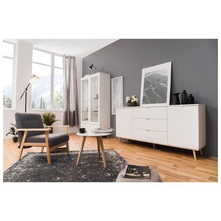 GÖTEBORG Buffet bas - Style scandinave - Décor chene et blanc - L 18