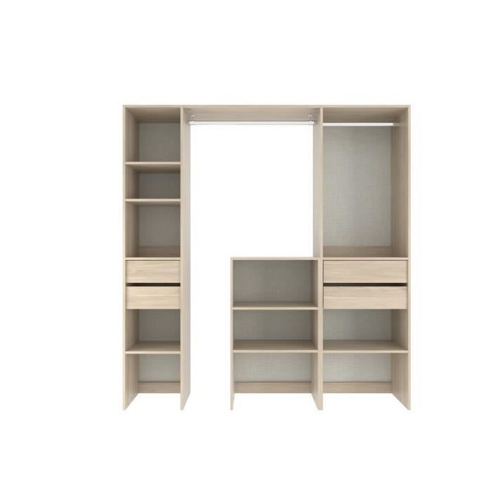 EKIPA Dressing avec Colonnes et Tiroirs - Décor chene Dakota - L 190
