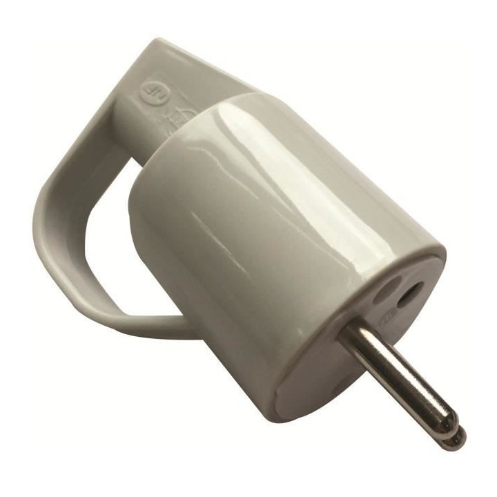 Fiche mâle 2 Pôles + terre - 16A - Grise