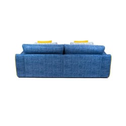 Canapé droit 3 places fixe - Tissu bleu - L 260 x P 109 x H 87 cm- ALIX