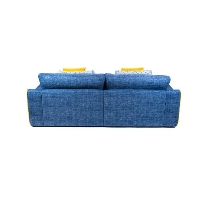 Canapé droit 3 places fixe - Tissu bleu - L 260 x P 109 x H 87 cm- AL