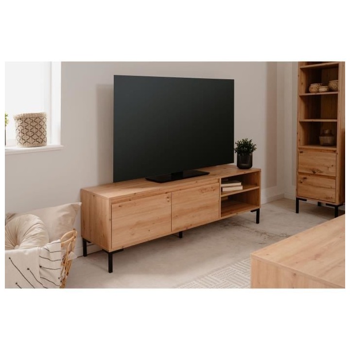 Meuble TV Industriel Korsika 56A - Chene artisan - 150 x 49 x 40 cm