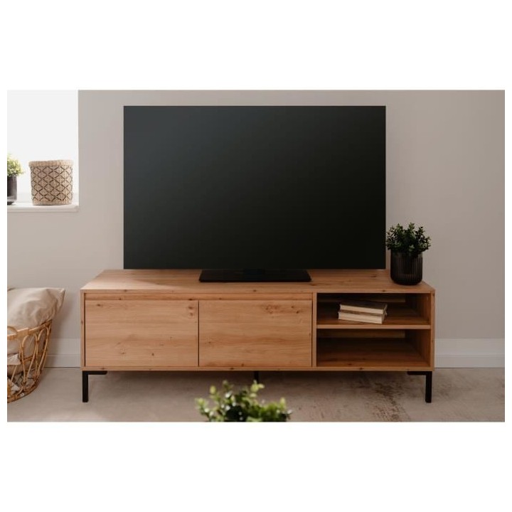 Meuble TV Industriel Korsika 56A - Chene artisan - 150 x 49 x 40 cm