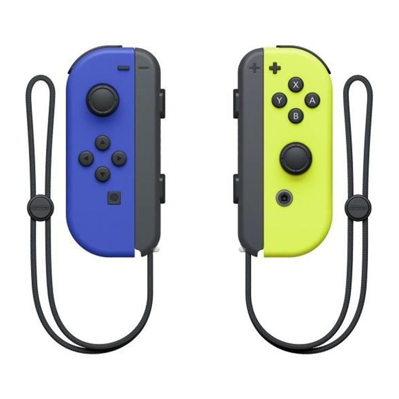 Paire de manettes Joy-Con gauche bleue et droite jaune néon