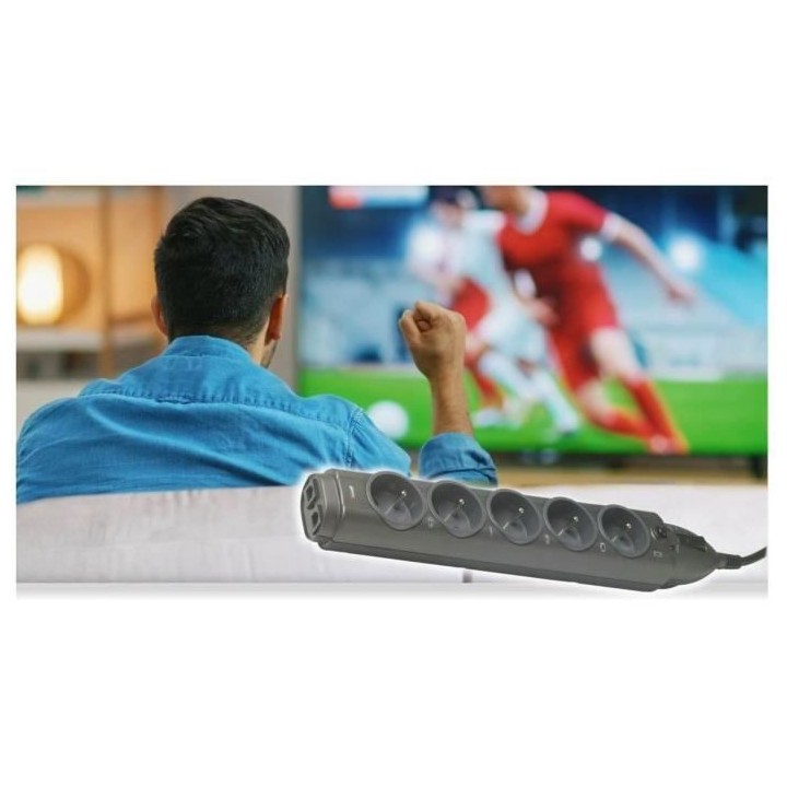 INFOSEC - S5 - Parasurtenseur 5 Prises FR - Garantie 2 ans