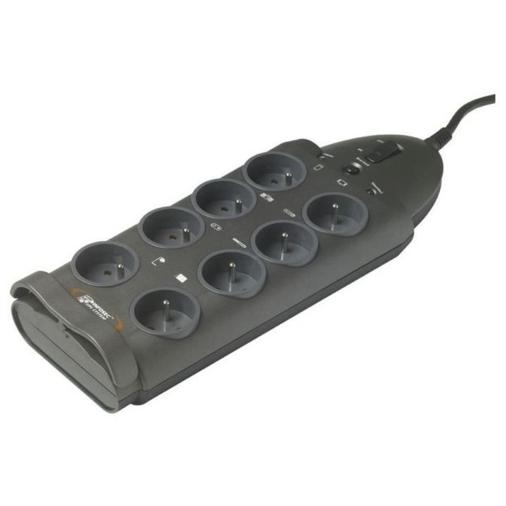 INFOSEC - S8 - Parasurtenseur 8 Prises FR - Garantie 2 ans