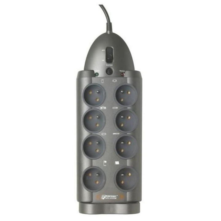 INFOSEC - S8 LAN TV - Parasurtenseur 8 Prises FR + 2 RJ45 + 2 Coax - G