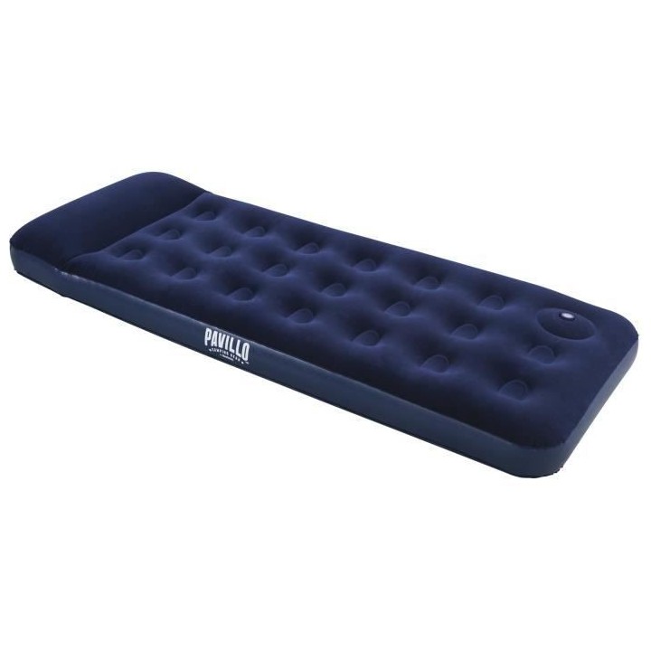 BESTWAY Matelas gonflable floqué Venture + Pompe a pied – 1 place