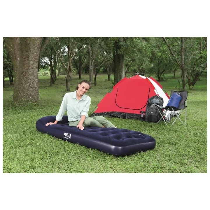 BESTWAY Matelas gonflable floqué Venture + Pompe a pied – 1 place