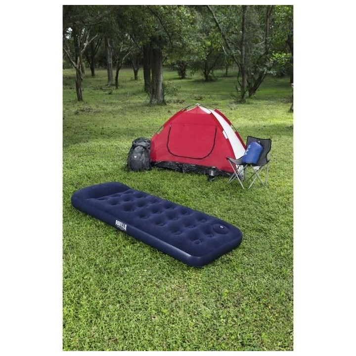 BESTWAY Matelas gonflable floqué Venture + Pompe a pied – 1 place