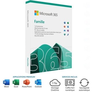 Microsoft 365 Famille - 6 utilisateurs - PC ou Mac - Abonnement 1 an