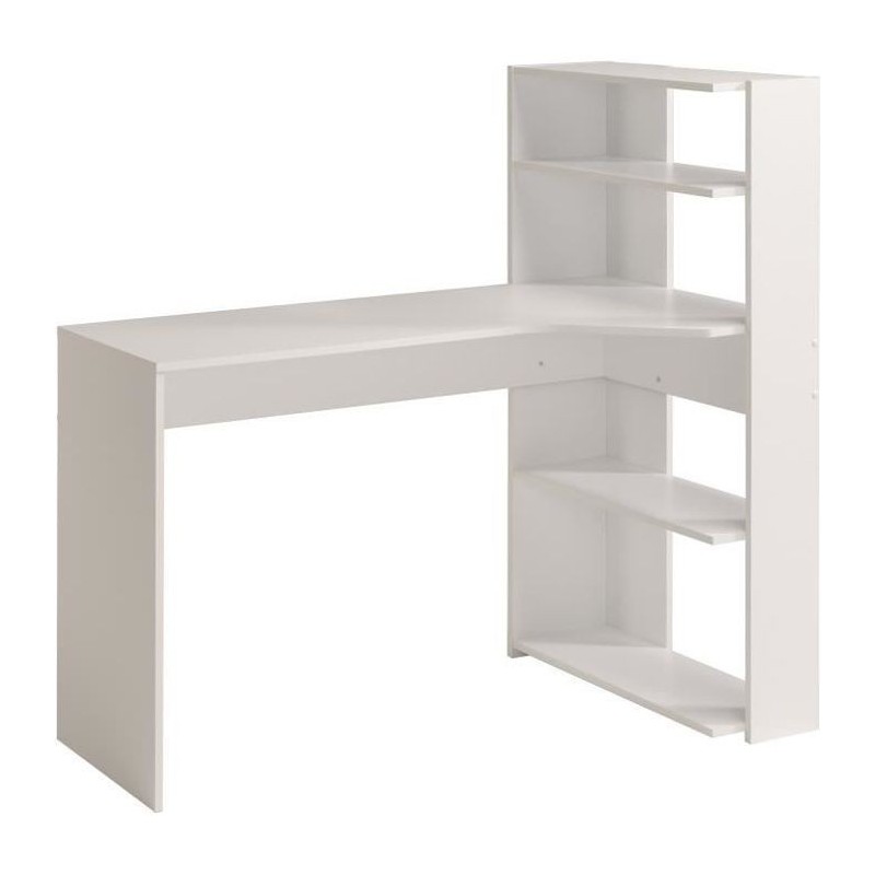 PARISOT Bureau d'angle contemporain décor blanc - L 122 cm - JUNE