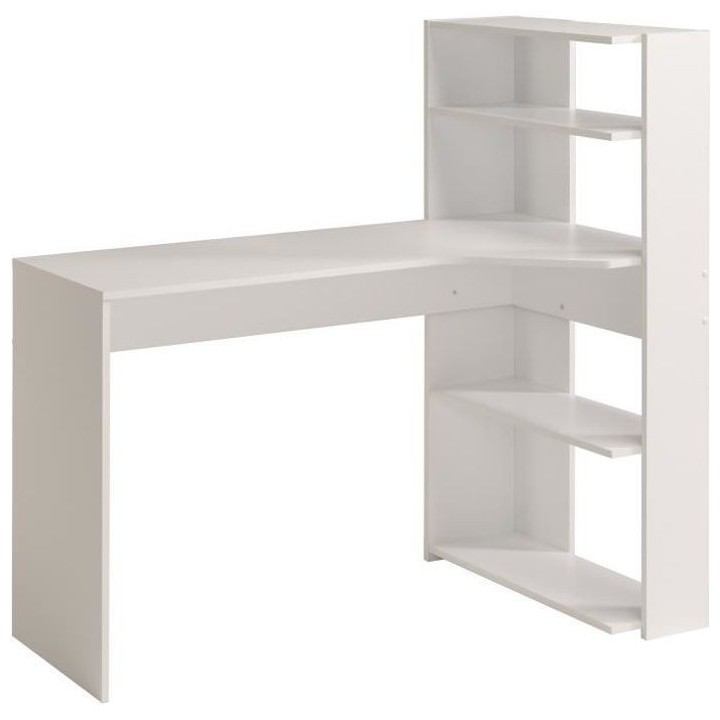 PARISOT Bureau d'angle contemporain décor blanc - L 122 cm - JUNE