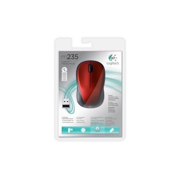 LOGITECH - Souris sans fil optique - M235 Rouge