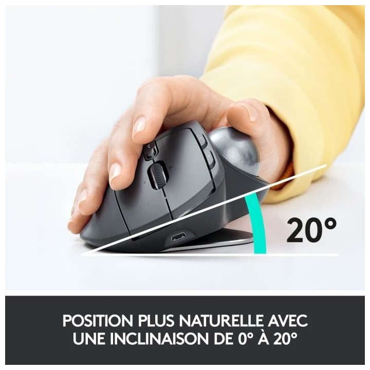 LOGITECH - Souris sans fil MX ERGO - Noir