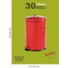 KITCHEN MOVE Poubelle de cuisine 30 L en acier inox avec seau