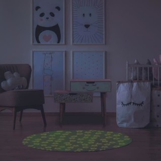 Tapis enfant phosphorescent Star - Gris clair et blanc - Motifs étoil