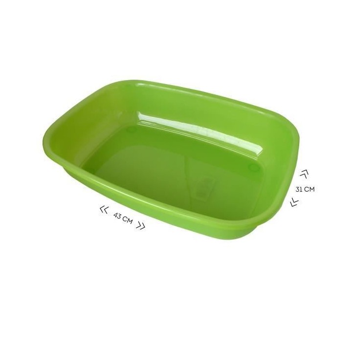 AIME Bac a litiere sans rebord - Bords arrondies - 43 x 31 x 10 cm - P