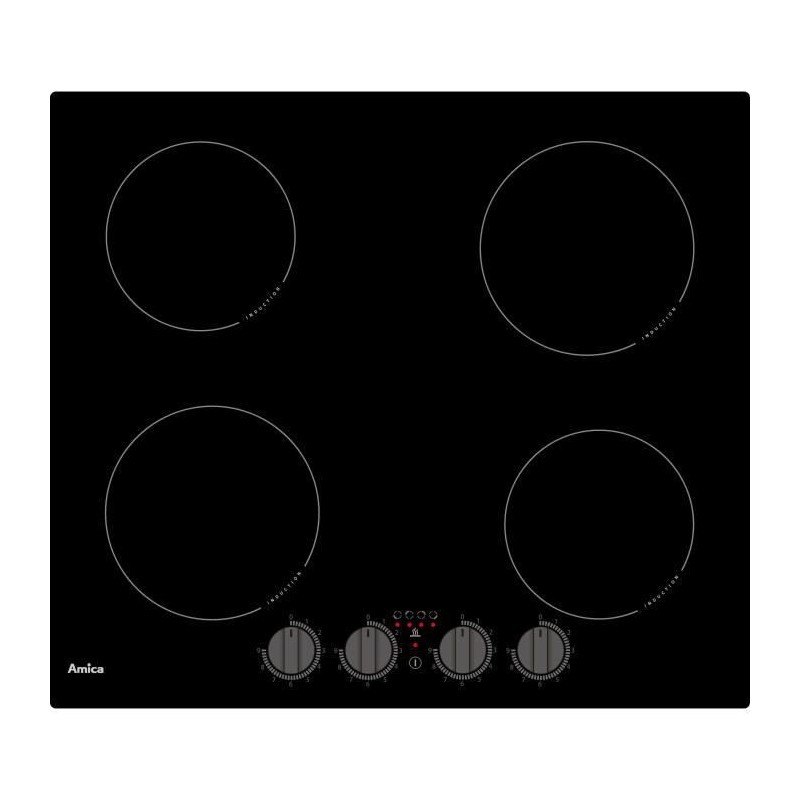 Table de cuisson induction - AMICA - 4 zones - 6 kW - L59 x P52 cm - Noir - AIM3540