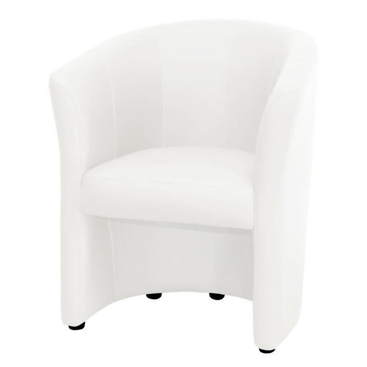 Fauteuil cabriolet Simili blanc - L 59 x P 63 x H 77 cm - ARCADE