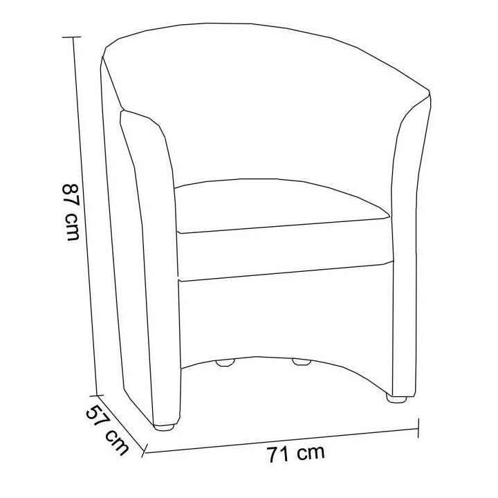 Fauteuil cabriolet Simili blanc - L 59 x P 63 x H 77 cm - ARCADE