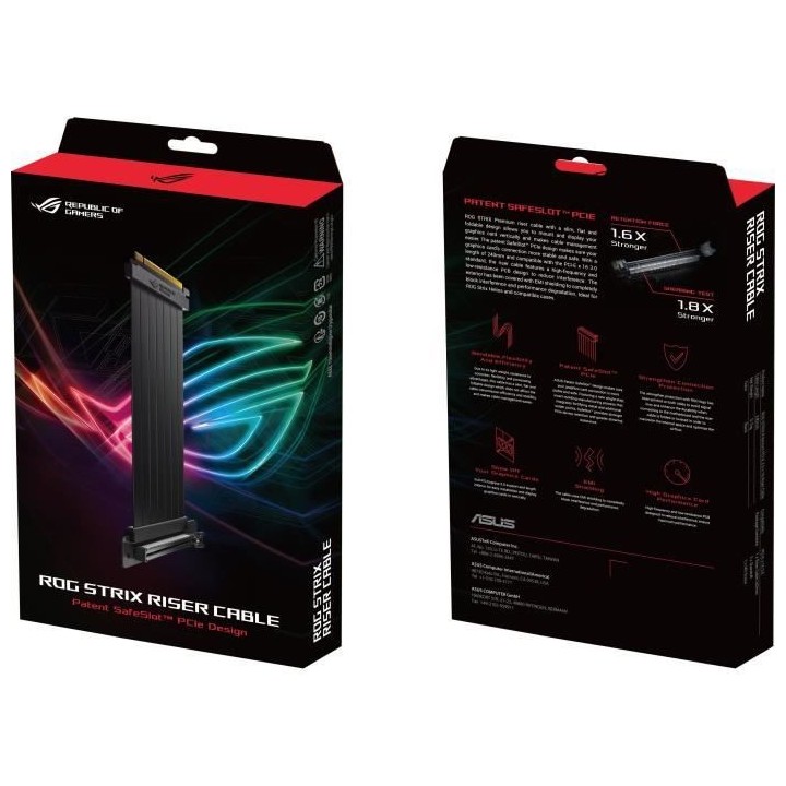 ASUS - RS200 Câble Riser ROG Strix 240 mm PCI-E x 16 avec Adaptateur