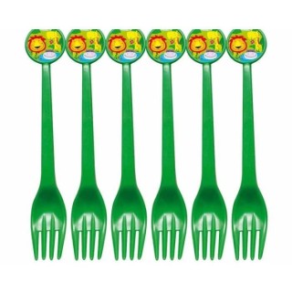ATOSA Lot de 6 fourchettes en plastique - Imprimé jungle - 17 cm